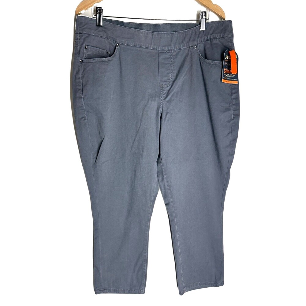 NWT Jag Womens Pull On Pants Size 14W Gray Streak Maya Slim Smooth Tummy